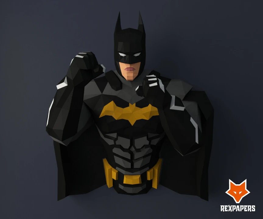 Batman The Dark Knight Papercraft, PDF Template, DIY 3d Model, FanArt, Paper Sculpture, Low Poly, Pepakura Craft, Manualidad