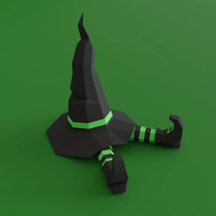 Witch Hat and Legs, Halloween decor papercraft Witch Hat and Legs, Halloween decor papercraft