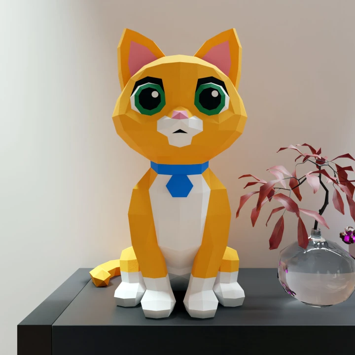 Papercraft Robotic cat Sox, Pdf format compatible, digital template, 3D, paper origami toy tory Buzz gato