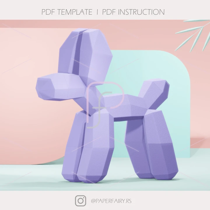 3D Papercraft Balloon dog template | Low Poly balloon dog 3D Papercraft Balloon dog template | Low Poly balloon dog