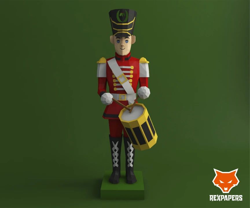 Soldado de Navidad Papercraft , PDF Template, DIY 3d Model, FanArt, Paper Sculpture, Low Poly, Pepakura Craft, Manualidad