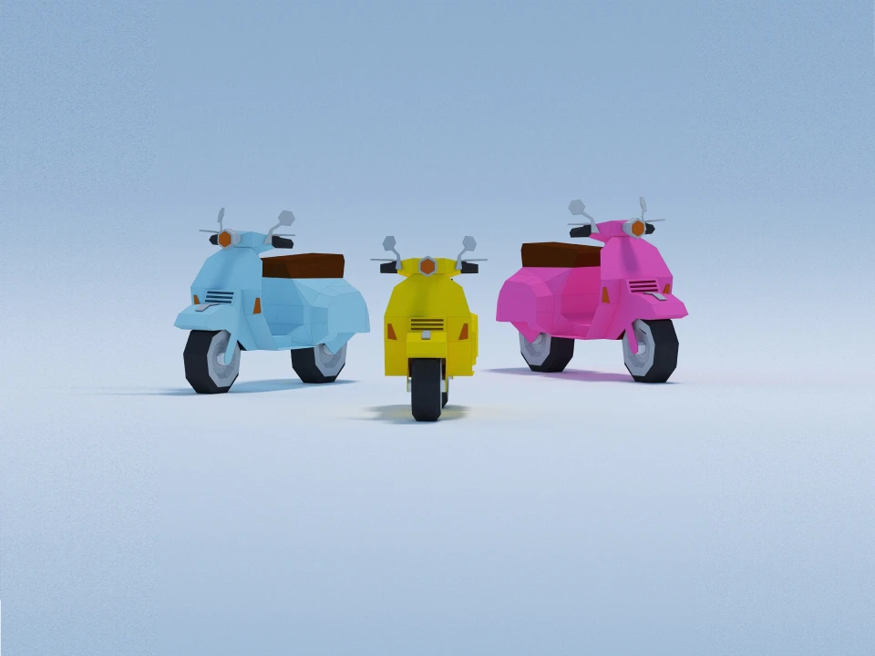 3d papercraft scooter, pepakura pdf, svg scooter template, DIY motorbike decoration, lowpoly decor, home paper decor, papercraft vehicle