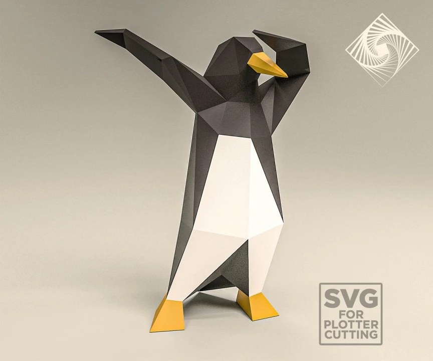 Digital templates in PDF for paper low-poly sculpture Penguin Dance Digital templates in PDF for paper low-poly sculpture Penguin Dance