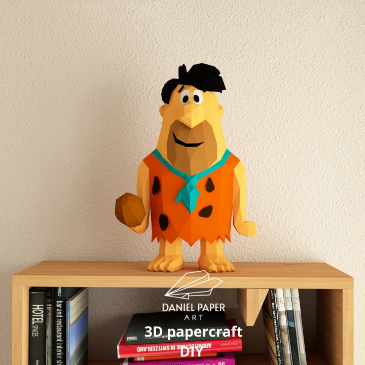 Fred Flintstone, The Flintstones PDF Template, DIY 3d Model, FanArt, Paper Sculpture, Low Poly, Pepakura, Craft, Manualidad, Paper Art