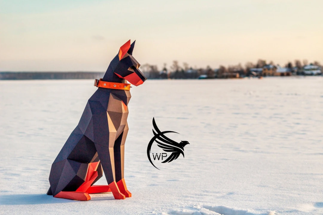 Doberman Low Poly Papercraft, Paper Sculpture, Low Poly PDF Template, DIY Decor & Gift