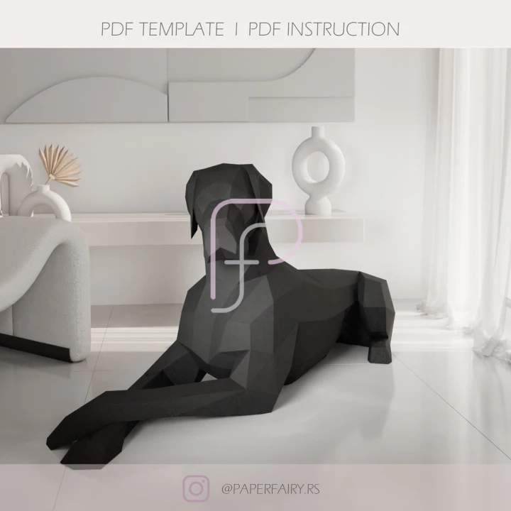Low Poly Great Dane, 3d papercraft, Dog Papercraft, Template, Papercraft Animals, Low Poly DIY, DIY Paper 3D Art