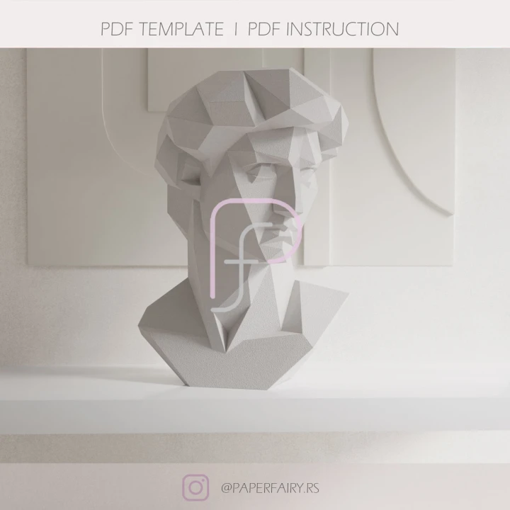 3D Papercraft David bust decor template | David bustl Art Decor Sculpture for Home or Salon