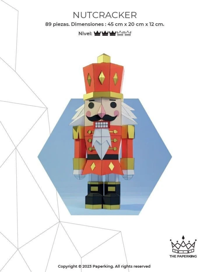 Nutcracker Nutcracker Papercraft 3D, pepakura Pdf template Low polygonal Paper Sculpture Diy Decor home loft office gift