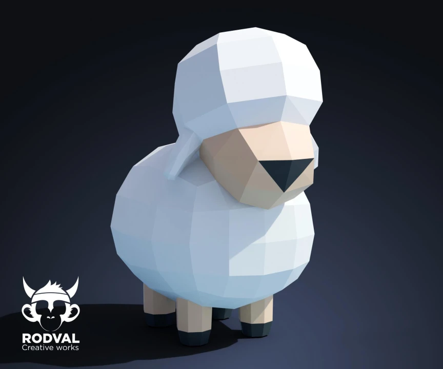 SHEEP, Papercraft, Template, DIY, Paper, Low Poly, Cute, Kawaii, 3D Model, Pdf Low Poly, Kids Toy