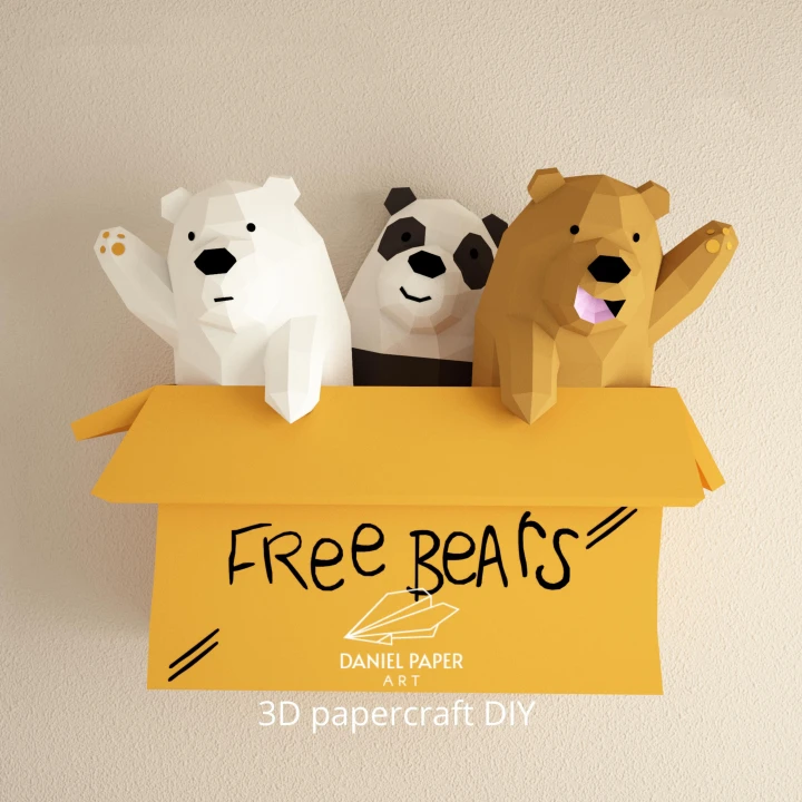 We Bare Bears PDF Template, DIY 3d Model, FanArt, Paper Sculpture, Low Poly, Pepakura, Craft, Manualidad, Paper Art We Bare Bears PDF Template, DIY 3d Model, FanArt, Paper Sculpture, Low Poly, Pepakura, Craft, Manualidad, Paper Art