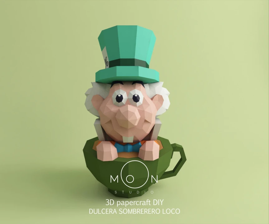 Mad Hatter Candy, DIY, Papercraft, PDF, Low Poly, Paper, Sweets, Candy, Wonderland, Moon Studio