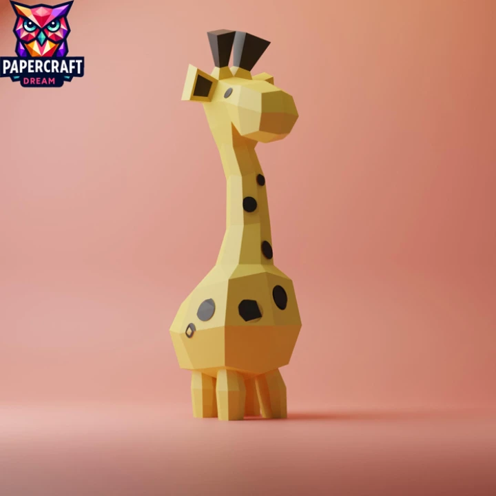 Papercraft Giraffe 3D Model – DIY Low Poly PDF Template, Origami, Creative Paper Sculpture -Giraffe Design.
