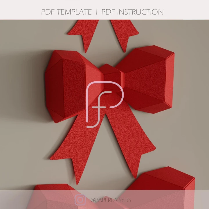 3D Paper Bow Template: DIY Low Poly Gift Bow (PDF Pattern)