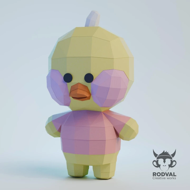 LALAFANFAN DUCK, Papercraft, Template, DIY, Paper, Low Poly, Cute, Kawaii, 3D Model, Pdf Low Poply, Kids Toy