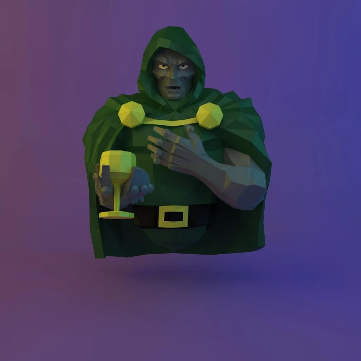 Doctor Victor Von Doom Papercraft, PDF Template, DIY 3d Model, FanArt, Paper Sculpture, Low Poly, Pepakura Craft, Manualidad