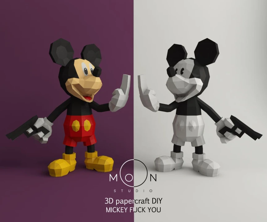 Mickey One Hand, DIY, Papercraft, pdf, Low Poly, 3D model, Craft, Paper, Disney, Cricut, Cameo, Moon Studio Mickey One Hand, DIY, Papercraft, pdf, Low Poly, 3D model, Craft, Paper, Disney, Cricut, Cameo, Moon Studio