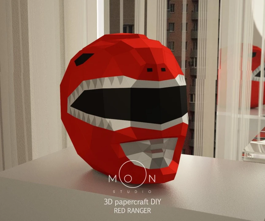 Red Ranger, DIY, Papercraft, PDF, Low Poly, Cricut, Maker, Cameo, Paper, Series, TV, Retro, Helmet, Moon Studio Red Ranger, DIY, Papercraft, PDF, Low Poly, Cricut, Maker, Cameo, Paper, Series, TV, Retro, Helmet, Moon Studio