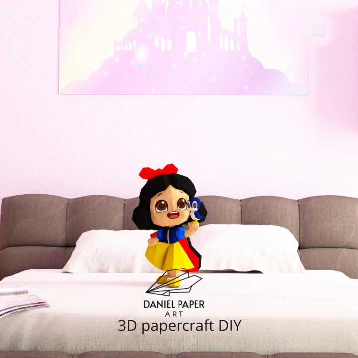Snow White, PDF Template, DIY 3d Model, FanArt, Paper Sculpture, Low Poly, Pepakura, Craft, Manualidad, Paper Art