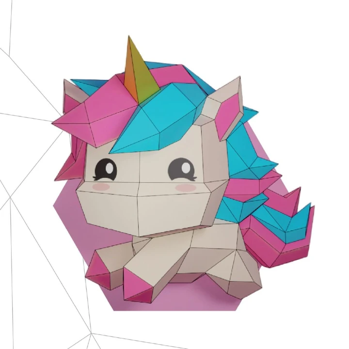 Unicorn Papercraft 3D – DIY low poly unicorn | pdf template | cute paper sculpture | kids room & party decor
