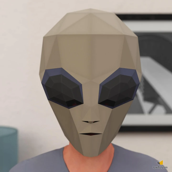 Alien Mask Low poly Papercraft, DIY, PDF Alien Mask Low poly Papercraft, DIY, PDF