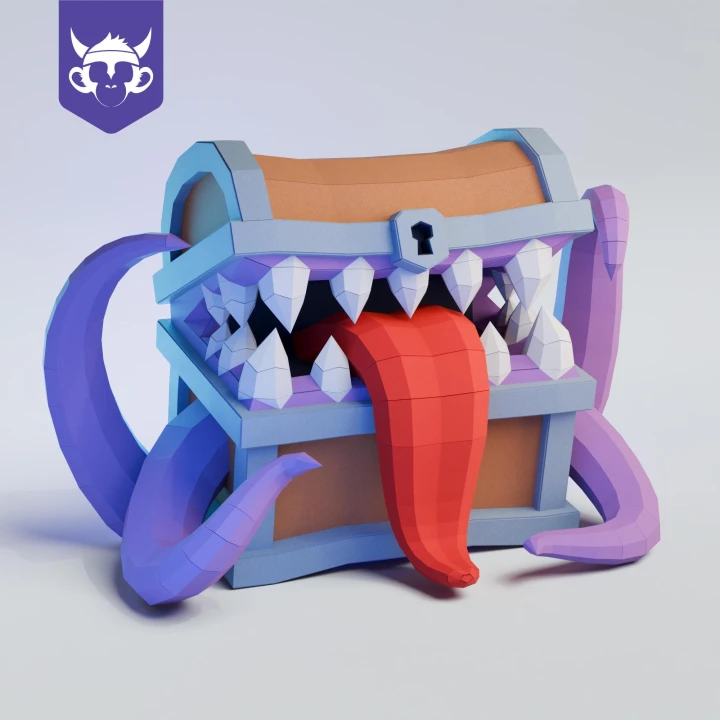SPOOKY CHEST, Papercraft, Template, DIY, Paper, Low Poly, Holiday, 3D Model, Pdf Low Poply, October, Carnival, Halloween