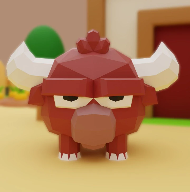 JoyFold Doll Red Bull Chibi Papercraft/Template PDF/Low Poly/Papercraft/ 3D Art/ Origami/Party/Home Decor