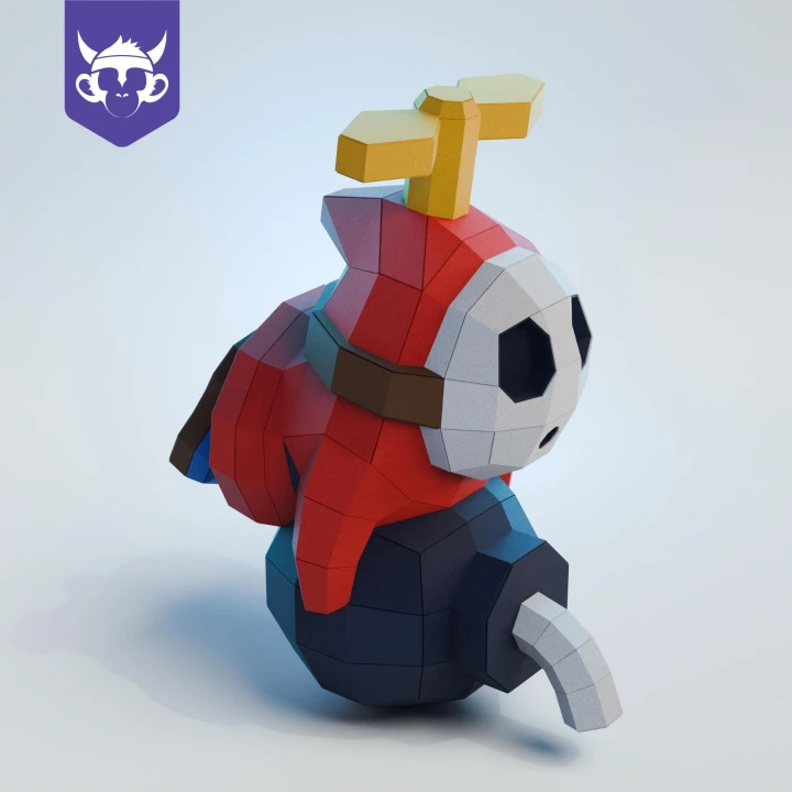 MASKED BUDDY 2, Papercraft, Template, DIY, Paper, Low Poly, Cute, Kawaii, 3D Model, Pdf Low Poply, Kids Toy