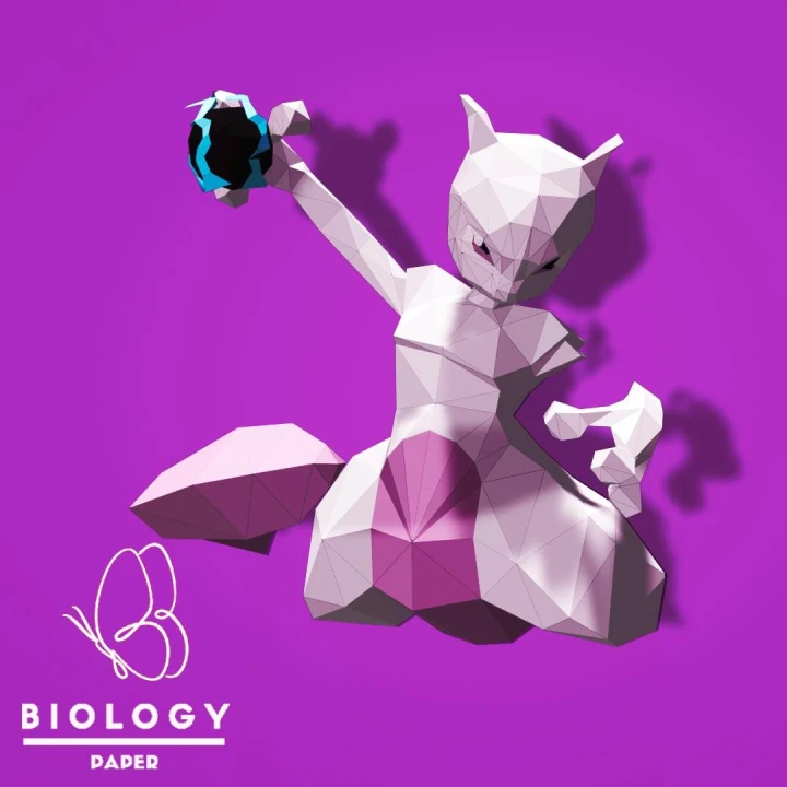 Pokemon Mewtwo Low Poly Papercraft Template Pepakura PDF DIY Handmade Pokemon Mewtwo Low Poly Papercraft Template Pepakura PDF DIY Handmade