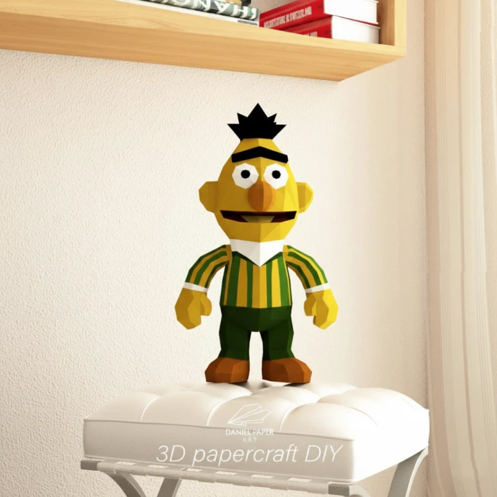 Bert (Beto) Sesame Street Baby PDF Template, DIY 3d Model, FanArt, Paper Sculpture, Low Poly, Pepakura, Craft, Manualidad, Paper Art