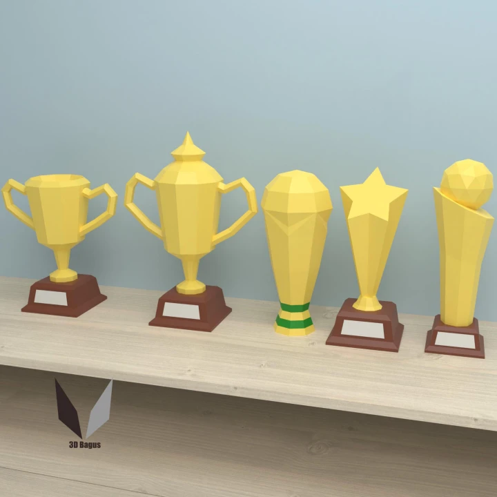 Trophy Bundle pack 3D papercraft | DIY paper sculpture | Paper model pattern | Low poly | PDF pattern | origami | home decor