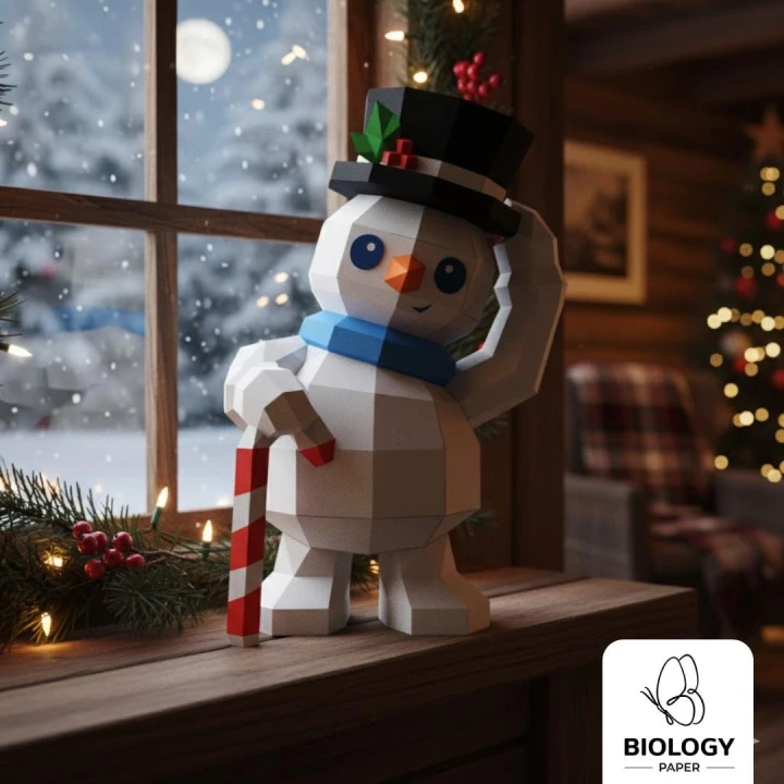 Snowman Low Poly Papercraft Template Pepakura PDF DIY Handmade