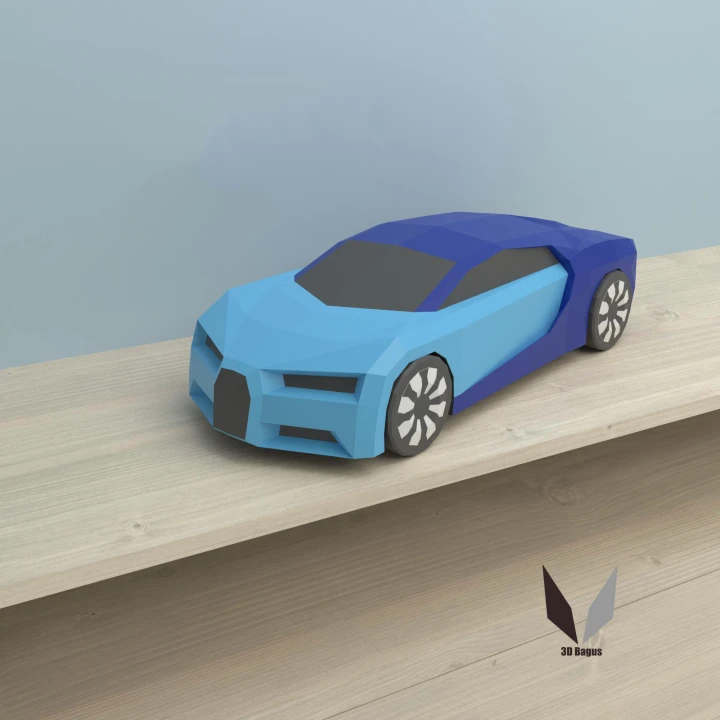 Chiron Sports Car 3D papercraft | DIY paper sculpture | Paper model pattern | Do it yourself | Low poly | PDF pattern | origami | home decor
