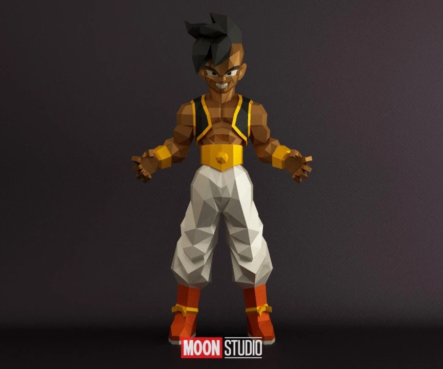 Uub, Papercraft, Anime, Dragon Ball, Low Poly Art, DIY Decoration, 3D Model, Craft, Creative Design, Moon Studio
