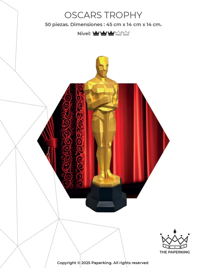 Award Trophy Pdf | Papercraft 3D Pattern – Low Poly Template | DIY Movie Award Statue | Film Ceremony Decor