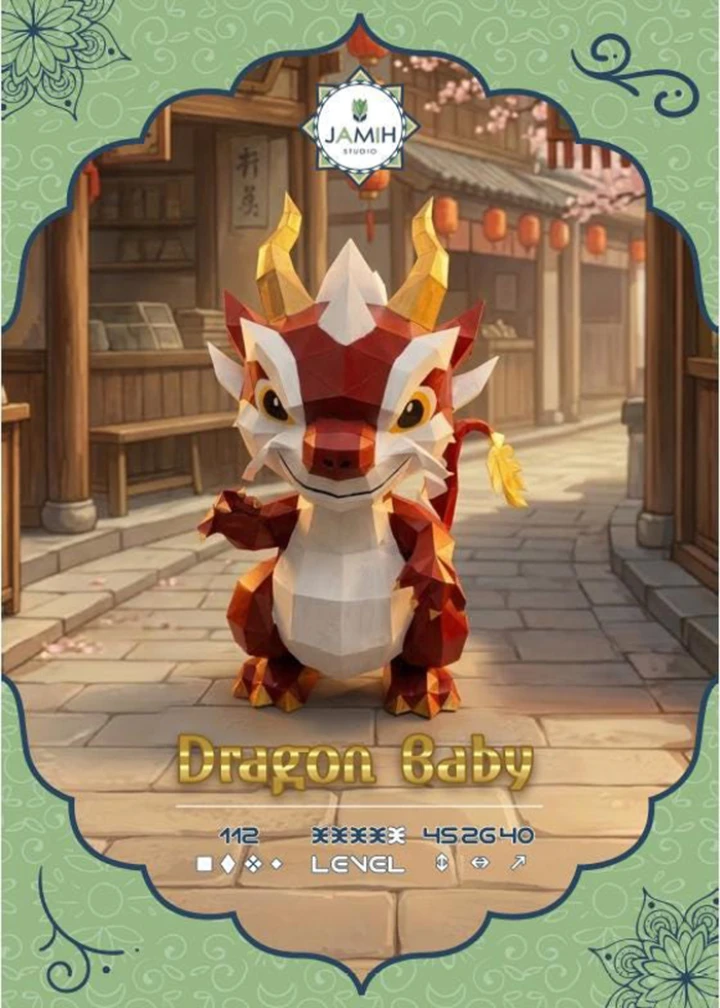 Dragon Baby / Bebe Dragon 3D Papercraft Template PDF – Printable Low Poly Paper Model Kit, Easy DIY Digital Craft Instant Access