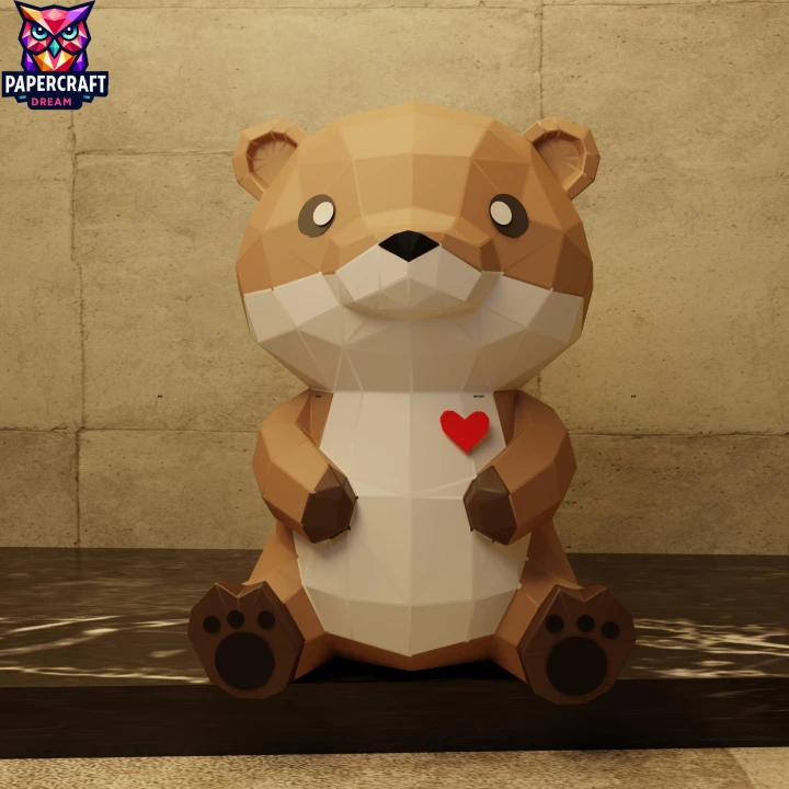 Otter Seal Valentine Papercraft – 3D Low Poly Seal , DIY Paper Model, PDF Template, Decor, Kids Craft, Paper Sculpture