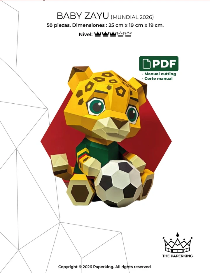 Zayú Papercraft 3D PDF Pattern & Template – FIFA World Cup 2026 Mascot | Low Poly DIY Soccer Decor | Paper Model