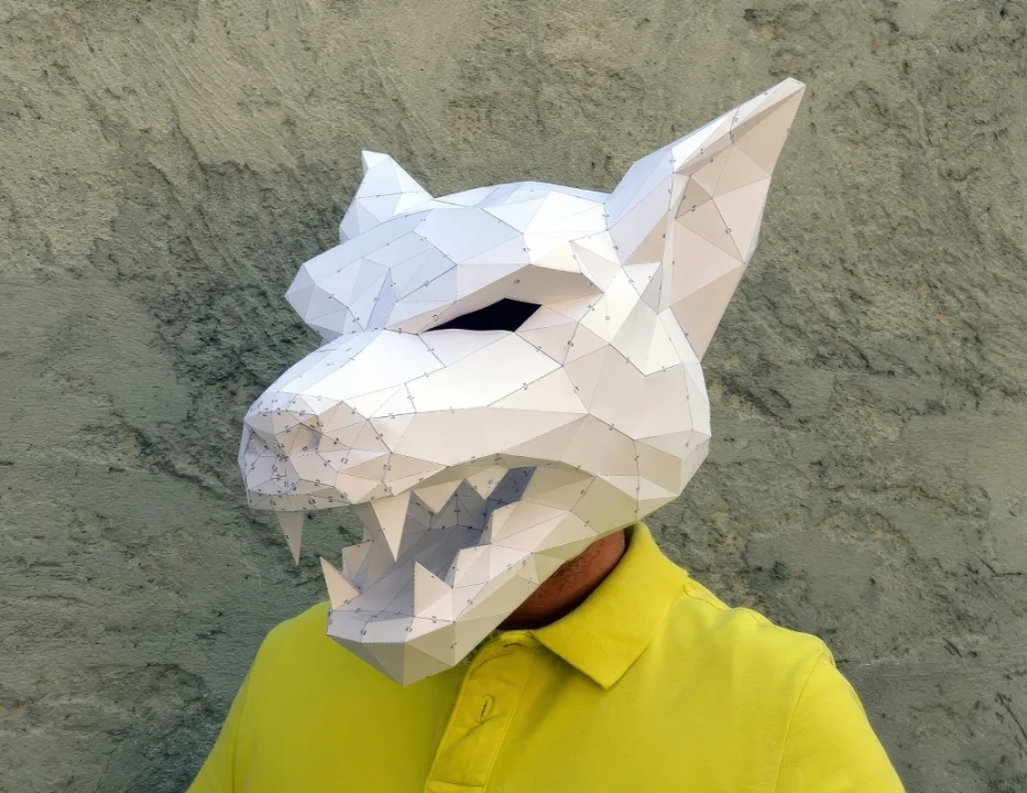 Werewolf Mask Papercraft, DIY, Low-poly Papercraft