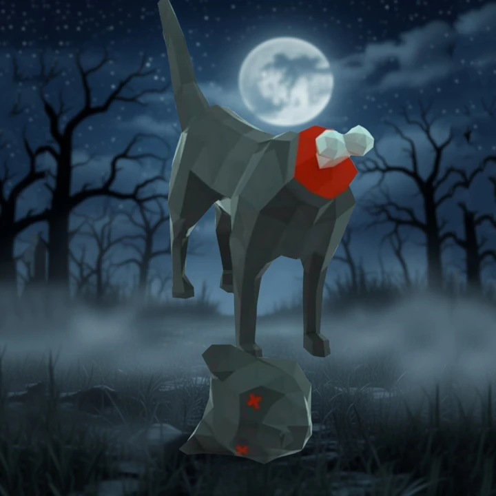 Cat Decapitating Papercraft PDF Template For office, Room, Decor, DIY gift for friends, family, Low poly Paper, Paper Craft 3D kit by J3Du