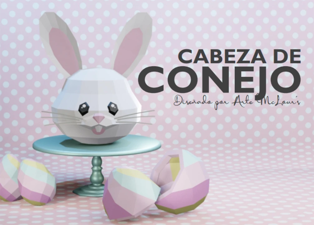 Rabbit Head/ DIY Craft/ Gift Box/ Template PDF/ Low Poly/ Papercraft Easter/ 3D Easter/ Home decor