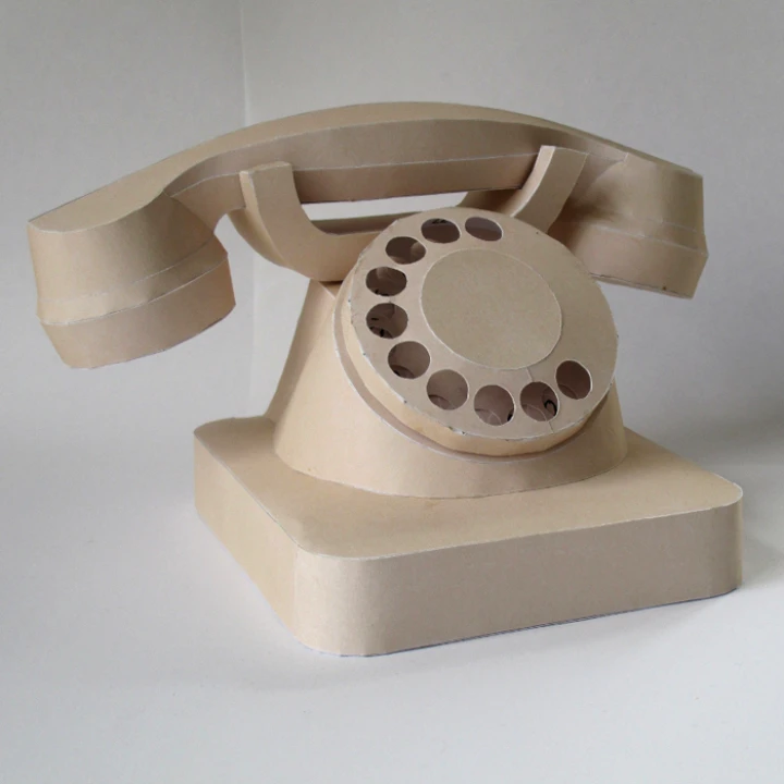 Retro Telephone 3D Decor Low poly Papercraft, DIY, PDF Retro Telephone 3D Decor Low poly Papercraft, DIY, PDF