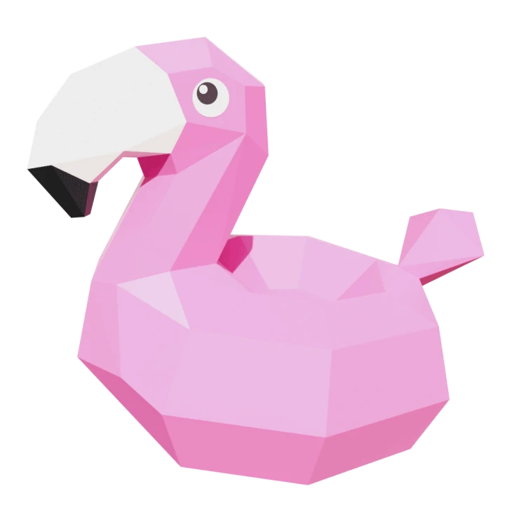 Bouee Flamant Rose Papercraft, Lowpoly Papercraft, Fovea - Papercraft - Nonitt