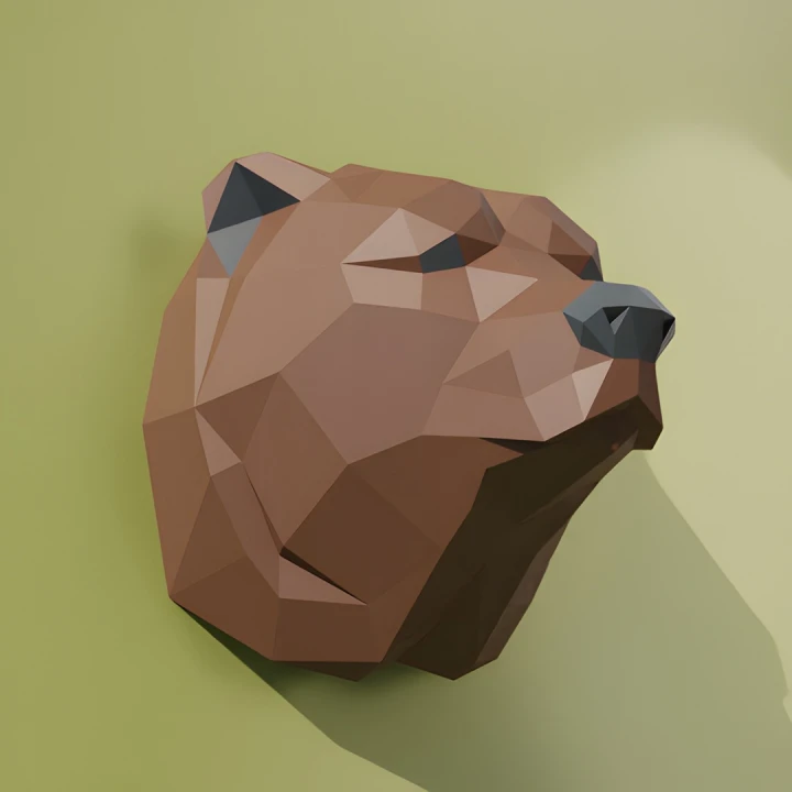 Nounours (Teddy Bear Head) Papercraft, Lowpoly Papercraft, Fovea - Papercraft - Nonitt