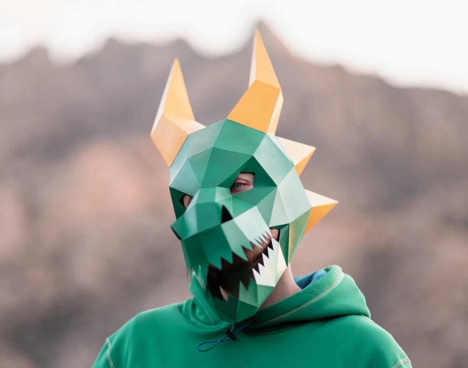 Dragon Mask | DIY Paper Mask, Printable Template, Papercraft, 3D Mask, Polygon, Low Poly, Geometric, Costume, Pattern, PDF Download