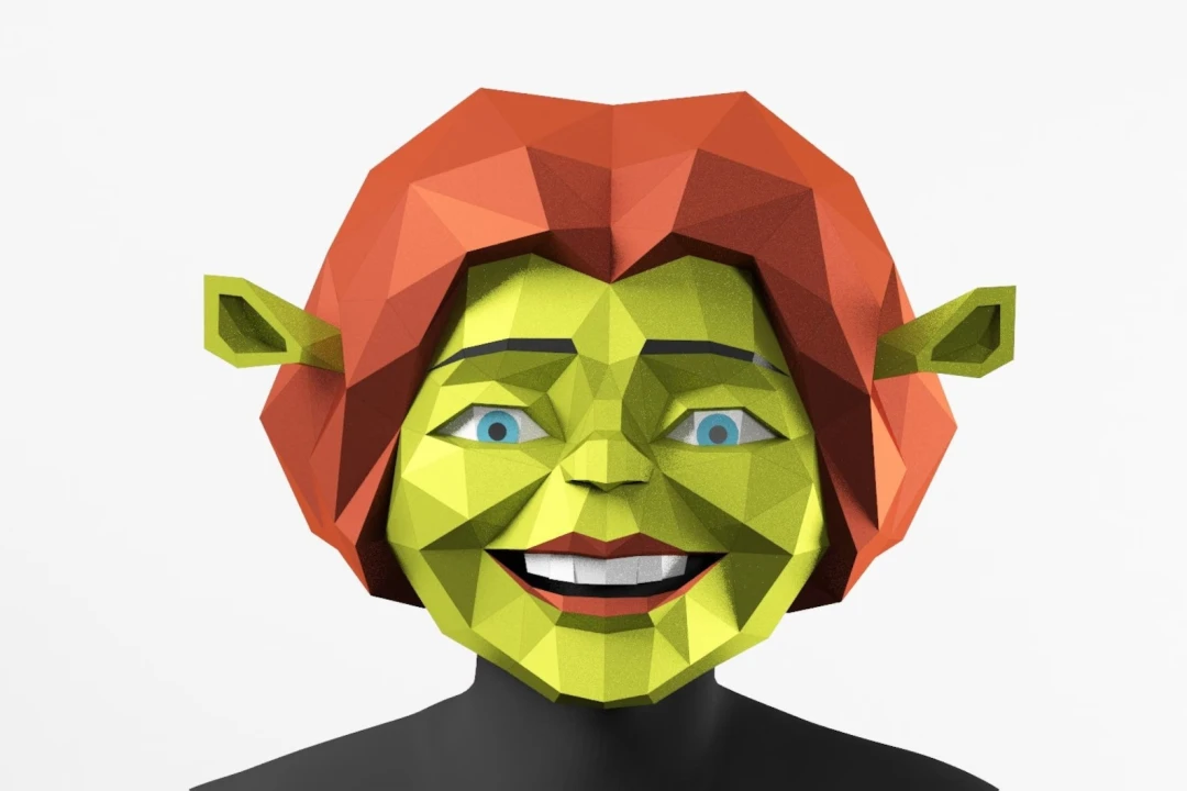 Ogre Girl Mask, PDF Template, Polygonal Paper Mask, Fiona, Shrek