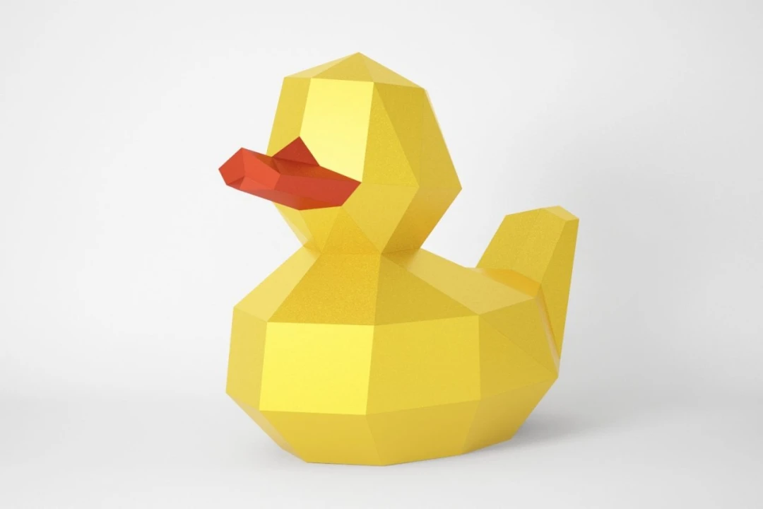 Duck Polygonal Sculpture, Low Poly Animal. PDF Template