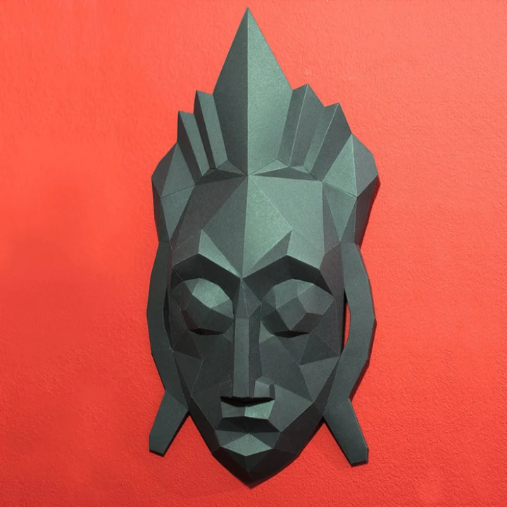 African Tribal Baoule Mask Papercraft, DIY, PDF, Wall Decor, 3D Mask