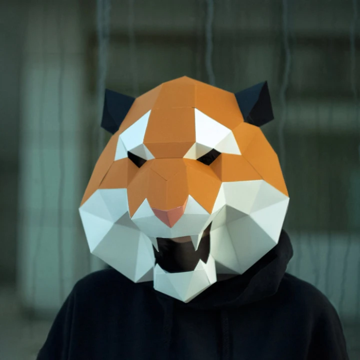 Tiger Mask, Halloween Papercraft Mask, Cat Mask, Animal Mask, Polygon Mask, DIY Face Mask, Template, 3D mask, Paper Mask, Mask Pattern Tiger Mask, Halloween Papercraft Mask, Cat Mask, Animal Mask, Polygon Mask, DIY Face Mask, Template, 3D mask, Paper Mask, Mask Pattern