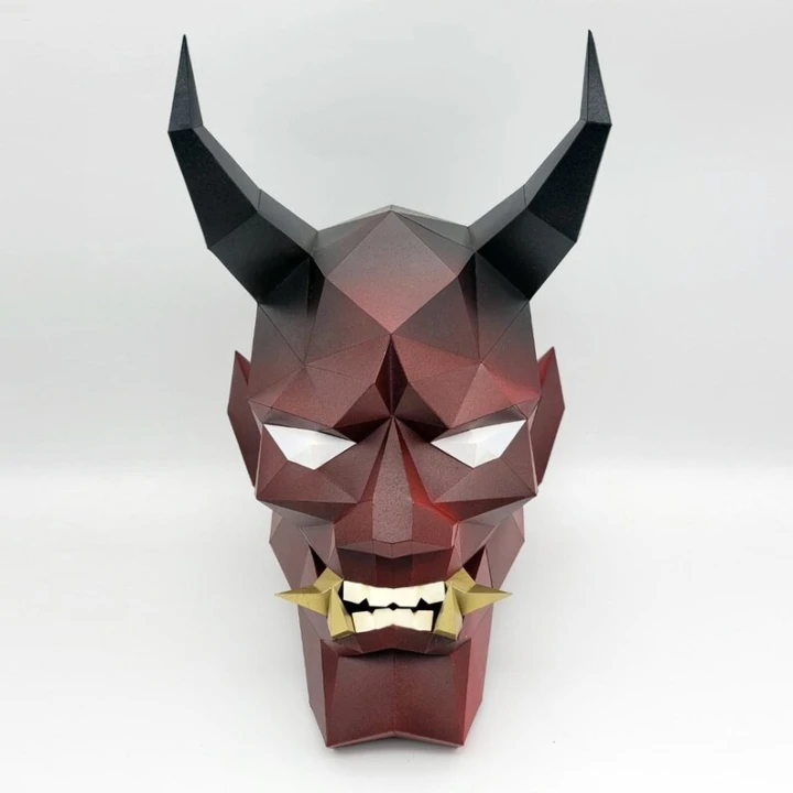 Be the Oni Low poly mask PDF for Paper craft. Make your own with this simple mask