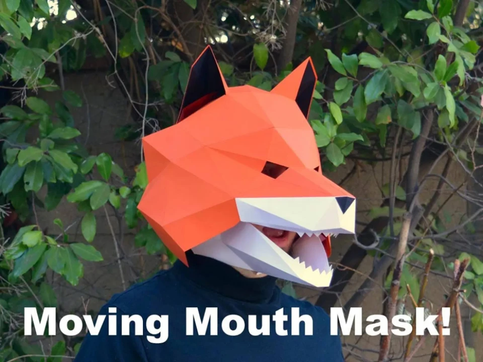 Fox Mask with Moving Jaw! - Paper Halloween Mask | Animal Mask | DIY Paper Mask | Printable Mask